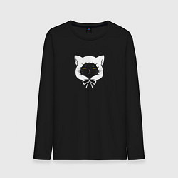 Лонгслив хлопковый мужской Кот в капюшоне - домохозяин, цвет: черный