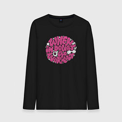 Лонгслив хлопковый мужской Когда сомневаешься иди на тренировку, цвет: черный