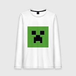 Лонгслив хлопковый мужской Minecraft creeper face, цвет: белый
