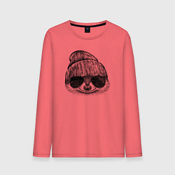 Лонгслив хлопковый мужской Енот стильный, цвет: коралловый