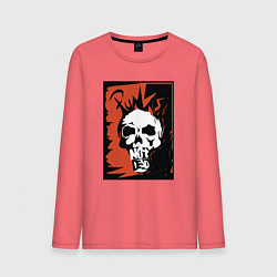 Лонгслив хлопковый мужской Punks skull, цвет: коралловый