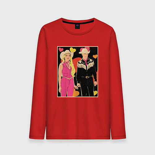 Мужской лонгслив Ковбои Барби и Кен / Красный – фото 1
