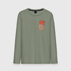 Лонгслив хлопковый мужской Карман здесь живет нежность, цвет: авокадо
