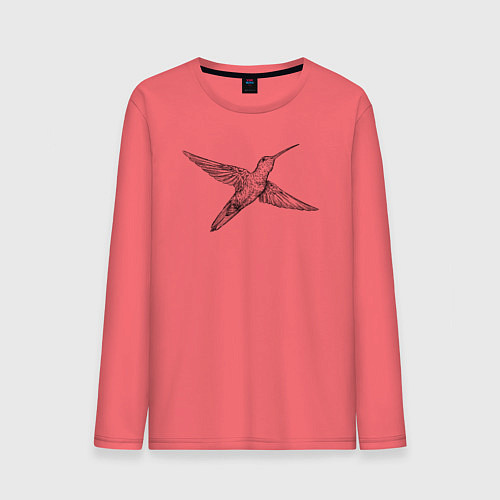 Мужской лонгслив Колибри летит / Коралловый – фото 1