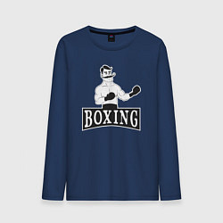Лонгслив хлопковый мужской Boxing man, цвет: тёмно-синий