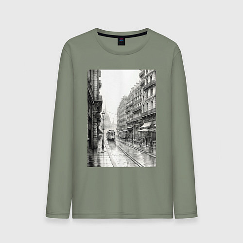 Мужской лонгслив Черно-белый париж / Авокадо – фото 1