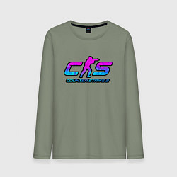 Мужской лонгслив КС 2 лого неон