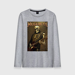 Лонгслив хлопковый мужской Megadeth - skeleton - heavy metal, цвет: меланж