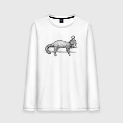 Лонгслив хлопковый мужской Рыжая панда отдыхает, цвет: белый
