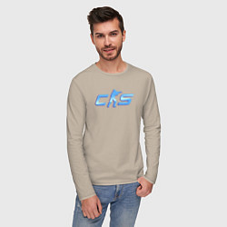 Лонгслив хлопковый мужской CS2 blue logo, цвет: миндальный — фото 2