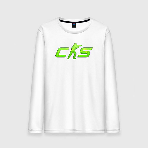 Мужской лонгслив CS2 green logo / Белый – фото 1