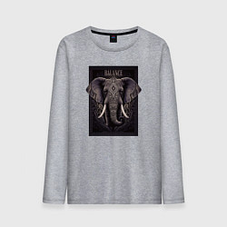 Лонгслив хлопковый мужской Слон с красивыми узорами, цвет: меланж