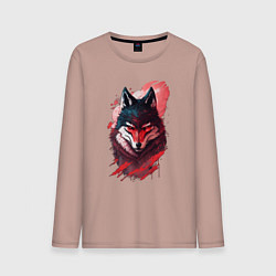 Лонгслив хлопковый мужской Красный волк ниндзя, цвет: пыльно-розовый