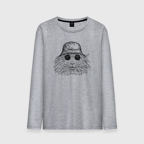 Мужской лонгслив Морская свинка в панаме / Меланж – фото 1