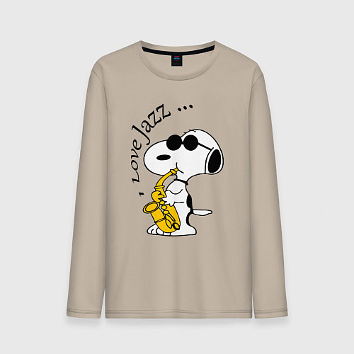 Мужской лонгслив I love jazz / Миндальный – фото 1