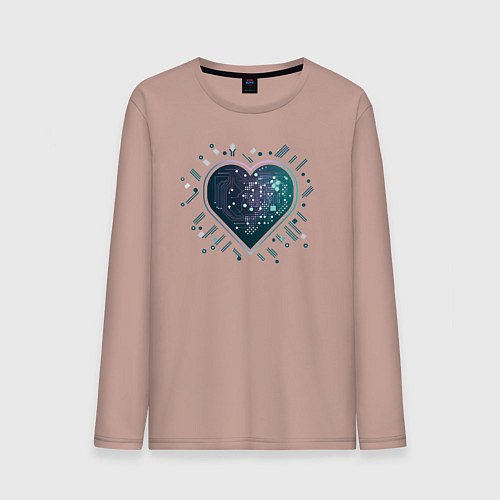 Мужской лонгслив Киберсердце минимализм / Пыльно-розовый – фото 1