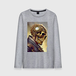 Лонгслив хлопковый мужской Череп а стиле стимпанк - нейросеть, цвет: меланж