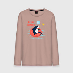 Лонгслив хлопковый мужской Акулье лето, цвет: пыльно-розовый
