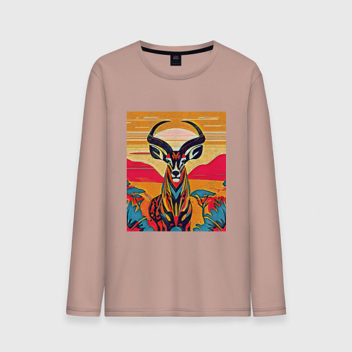 Мужской лонгслив Африканская антилопа / Пыльно-розовый – фото 1
