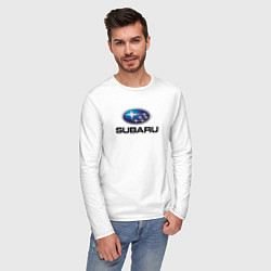 Лонгслив хлопковый мужской Subaru sport auto, цвет: белый — фото 2