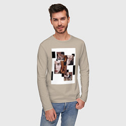 Лонгслив хлопковый мужской Ход королевы винтаж, цвет: миндальный — фото 2