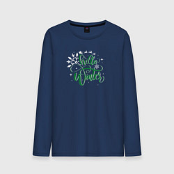 Лонгслив хлопковый мужской Hello winter green, цвет: тёмно-синий