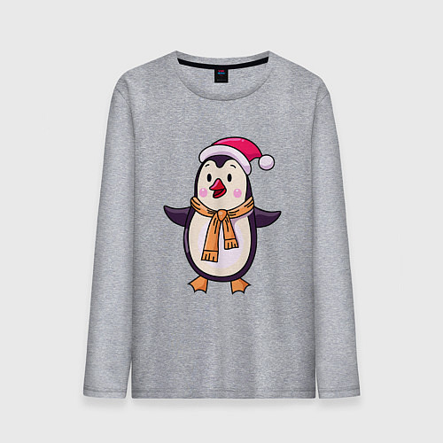 Мужской лонгслив Праздничный пингвин / Меланж – фото 1