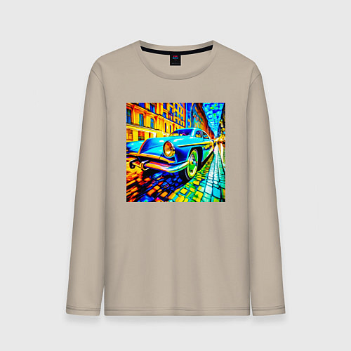 Мужской лонгслив Футуристический авто в стиле / Миндальный – фото 1
