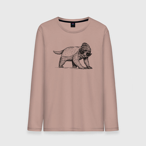 Мужской лонгслив Медоед модный / Пыльно-розовый – фото 1