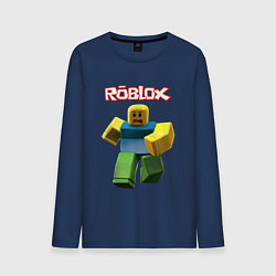 Лонгслив хлопковый мужской Roblox бегущий персонаж, цвет: тёмно-синий