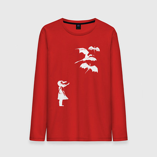 Мужской лонгслив Девочка и драконы / Красный – фото 1