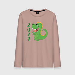 Мужской лонгслив Дракон зеленый 2024