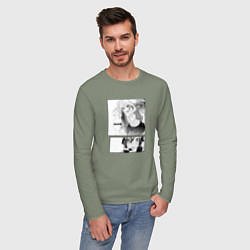 Лонгслив хлопковый мужской Манга Хоримия, цвет: авокадо — фото 2