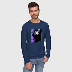 Лонгслив хлопковый мужской Изуми - Хоримия, цвет: тёмно-синий — фото 2