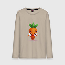 Лонгслив хлопковый мужской Морковка кавайная, цвет: миндальный