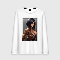Лонгслив хлопковый мужской Крутая девушка, цвет: белый