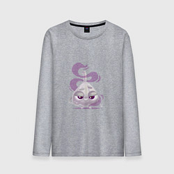 Лонгслив хлопковый мужской Воняющий улыбающийся чеснок, цвет: меланж