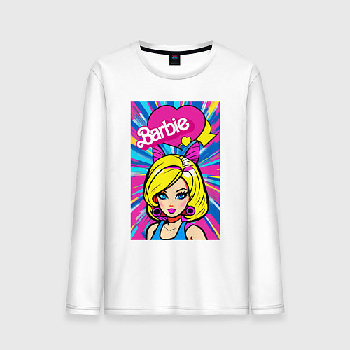 Мужской лонгслив Barbie - pop art / Белый – фото 1