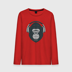 Лонгслив хлопковый мужской Monkey music, цвет: красный