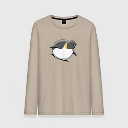 Мужской лонгслив Мультяшный пингвин спускается с горы