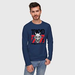 Лонгслив хлопковый мужской Tokyo digital style, цвет: тёмно-синий — фото 2