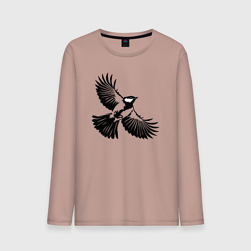 Мужской лонгслив Синица трафарет / Пыльно-розовый – фото 1