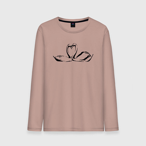 Мужской лонгслив Пара лебедей трафарет / Пыльно-розовый – фото 1