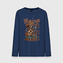 Мужской лонгслив Мексика фиеста и скелет с гитарой