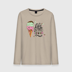 Мужской лонгслив Life is better with ice cream