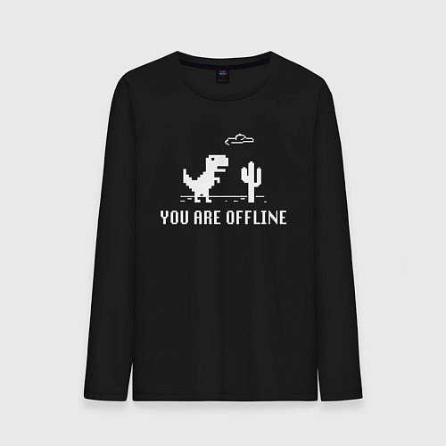 Мужской лонгслив Динозавр гугл хром ты в офлайне / Черный – фото 1