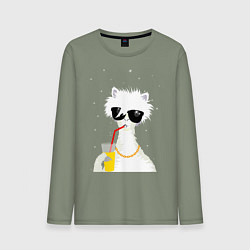 Мужской лонгслив Лама - альпака с бокалом