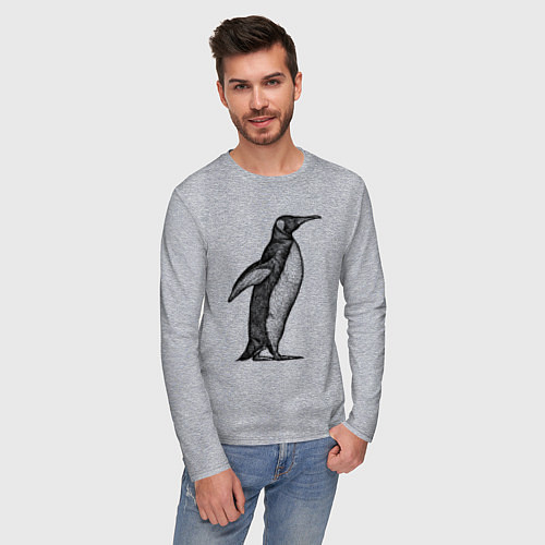 Мужской лонгслив Пингвин сбоку / Меланж – фото 3