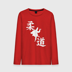 Лонгслив хлопковый мужской Дзюдо - иероглифы, цвет: красный