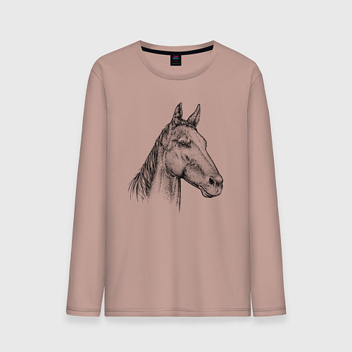 Мужской лонгслив Голова коня / Пыльно-розовый – фото 1